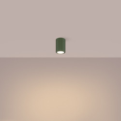 Plafonnier KARBON 10 Vert Olive Sollux | Plafonnier Tube Design GU10