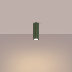 Plafonnier KARBON 20 Vert Olive Sollux | Plafonnier Tube Design GU10
