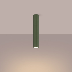 Plafonnier KARBON 40 Vert Olive Sollux | Plafonnier Tube Design GU10