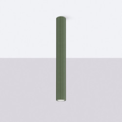 Plafonnier KARBON 60 Vert Olive Sollux | Plafonnier Tube Design GU10