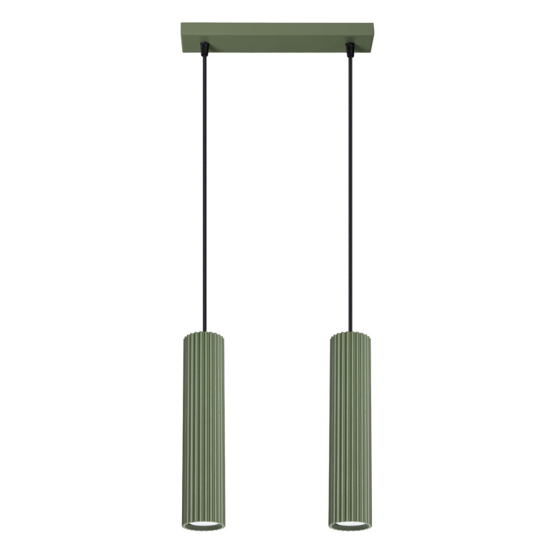 Lampe suspendue KARBON 2 Vert Olive Sollux | Suspension Design 2 Lumières GU10