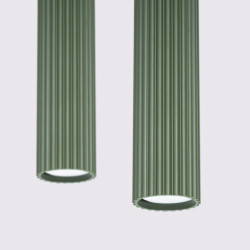 Lampe suspendue KARBON 2 Vert Olive Sollux | Suspension Design 2 Lumières GU10