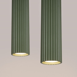 Lampe suspendue KARBON 2 Vert Olive Sollux | Suspension Design 2 Lumières GU10