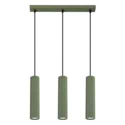 Lampe suspendue KARBON 3L Vert Olive Sollux | Suspension Linéaire Design 3 Lumières GU10