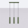 Lampe suspendue KARBON 3L Vert Olive Sollux | Suspension Linéaire Design 3 Lumières GU10