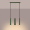 Lampe suspendue KARBON 3L Vert Olive Sollux | Suspension Linéaire Design 3 Lumières GU10