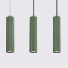 Lampe suspendue KARBON 3L Vert Olive Sollux | Suspension Linéaire Design 3 Lumières GU10