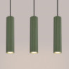 Lampe suspendue KARBON 3L Vert Olive Sollux | Suspension Linéaire Design 3 Lumières GU10