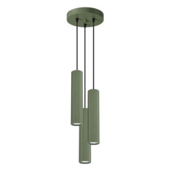 Lampe suspendue KARBON 3P Vert Olive Sollux | Suspension Design 3 Lumières GU10