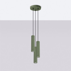 Lampe suspendue KARBON 3P Vert Olive Sollux | Suspension Design 3 Lumières GU10
