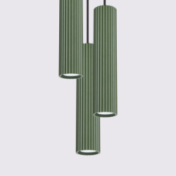 Lampe suspendue KARBON 3P Vert Olive Sollux | Suspension Design 3 Lumières GU10