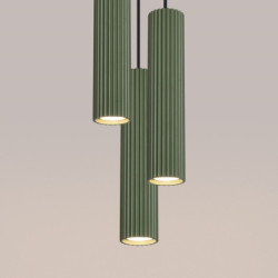Lampe suspendue KARBON 3P Vert Olive Sollux | Suspension Design 3 Lumières GU10