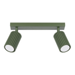 Plafonnier KARBON 2 Vert Olive Sollux | Plafonnier Design 2 Spots GU10