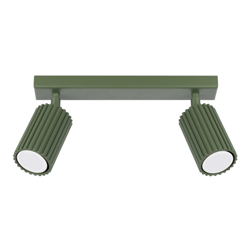 Plafonnier KARBON 2 Vert Olive Sollux | Plafonnier Design 2 Spots GU10