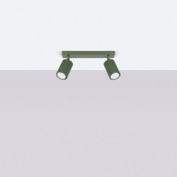 Plafonnier KARBON 2 Vert Olive Sollux | Plafonnier Design 2 Spots GU10
