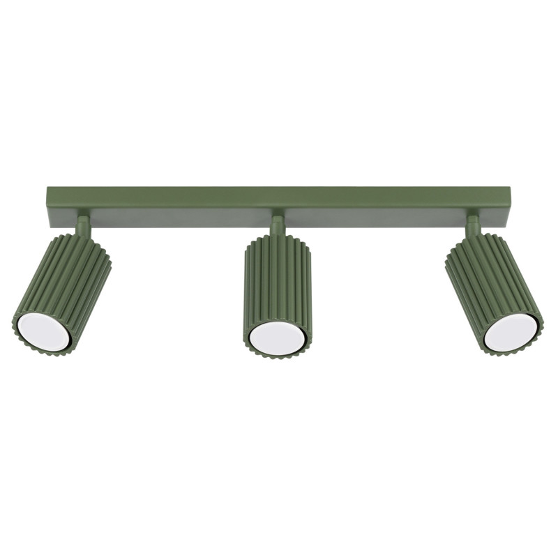 Plafonnier KARBON 3L Vert Olive Sollux | Plafonnier Linéaire 3 Spots GU10