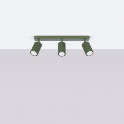 Plafonnier KARBON 3L Vert Olive Sollux | Plafonnier Linéaire 3 Spots GU10