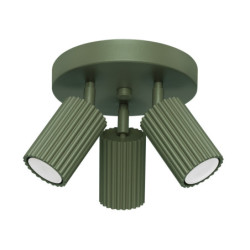 Plafonnier KARBON 3P Vert Olive Sollux | Plafonnier Rond 3 Spots GU10