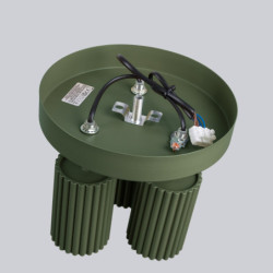 Plafonnier KARBON 3P Vert Olive Sollux | Plafonnier Rond 3 Spots GU10
