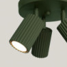 Plafonnier KARBON 3P Vert Olive Sollux | Plafonnier Rond 3 Spots GU10