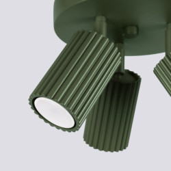 Plafonnier KARBON 3P Vert Olive Sollux | Plafonnier Rond 3 Spots GU10