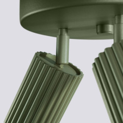 Plafonnier KARBON 3P Vert Olive Sollux | Plafonnier Rond 3 Spots GU10