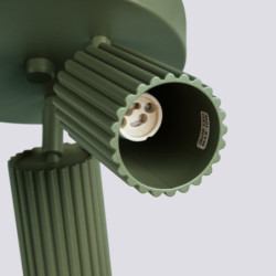 Plafonnier KARBON 3P Vert Olive Sollux | Plafonnier Rond 3 Spots GU10