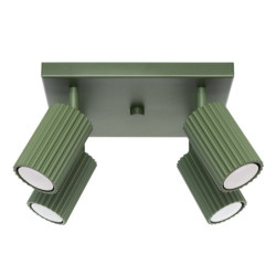 Plafonnier KARBON 4 Vert Olive Sollux | Plafonnier Design 4 Spots GU10