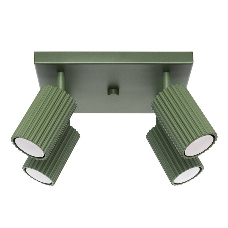 Plafonnier KARBON 4 Vert Olive Sollux | Plafonnier Design 4 Spots GU10