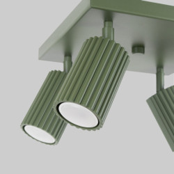 Plafonnier KARBON 4 Vert Olive Sollux | Plafonnier Design 4 Spots GU10