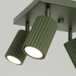 Plafonnier KARBON 4 Vert Olive Sollux | Plafonnier Design 4 Spots GU10