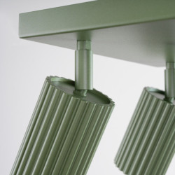 Plafonnier KARBON 4 Vert Olive Sollux | Plafonnier Design 4 Spots GU10
