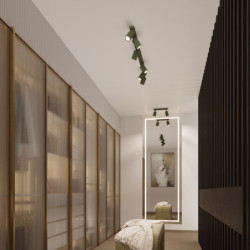 Plafonnier KARBON 4 Vert Olive Sollux | Plafonnier Design 4 Spots GU10