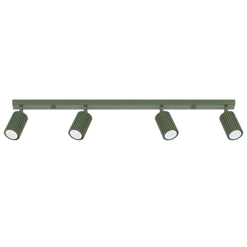 Plafonnier KARBON 4L Vert Olive Sollux | Plafonnier Linéaire 4 Spots GU10