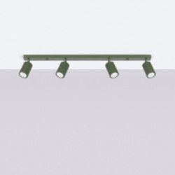 Plafonnier KARBON 4L Vert Olive Sollux | Plafonnier Linéaire 4 Spots GU10