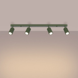 Plafonnier KARBON 4L Vert Olive Sollux | Plafonnier Linéaire 4 Spots GU10