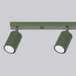 Plafonnier KARBON 4L Vert Olive Sollux | Plafonnier Linéaire 4 Spots GU10