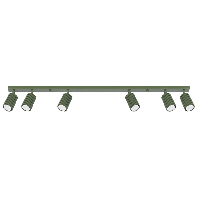 Plafonnier KARBON 6L Vert Olive Sollux | Plafonnier Design 6 Spots GU10