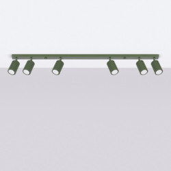 Plafonnier KARBON 6L Vert Olive Sollux | Plafonnier Design 6 Spots GU10