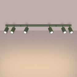 Plafonnier KARBON 6L Vert Olive Sollux | Plafonnier Design 6 Spots GU10