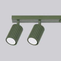 Plafonnier KARBON 6L Vert Olive Sollux | Plafonnier Design 6 Spots GU10