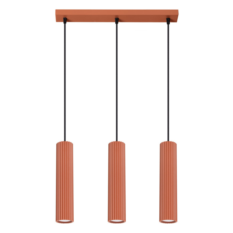 Suspension KARBON 3L Rouge Ocre Sollux | Suspension Linéaire Design 3x GU10