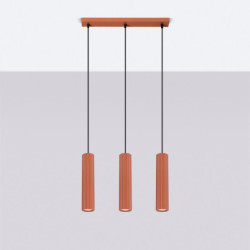 Suspension KARBON 3L Rouge Ocre Sollux | Suspension Linéaire Design 3x GU10