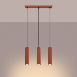 Suspension KARBON 3L Rouge Ocre Sollux | Suspension Linéaire Design 3x GU10