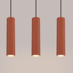 Suspension KARBON 3L Rouge Ocre Sollux | Suspension Linéaire Design 3x GU10