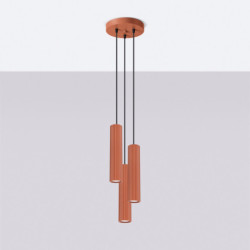 Suspension KARBON 3P Rouge Ocre Sollux | Suspension Design 3x GU10