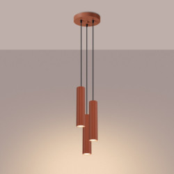 Suspension KARBON 3P Rouge Ocre Sollux | Suspension Design 3x GU10