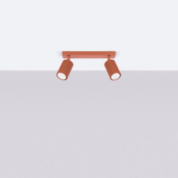 Plafonnier KARBON 2 Rouge Ocre Sollux | Plafonnier Design 2x GU10