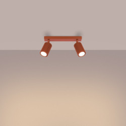 Plafonnier KARBON 2 Rouge Ocre Sollux | Plafonnier Design 2x GU10