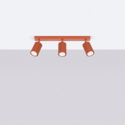 Plafonnier KARBON 3L Rouge Ocre Sollux | Plafonnier Linéaire Design 3x GU10